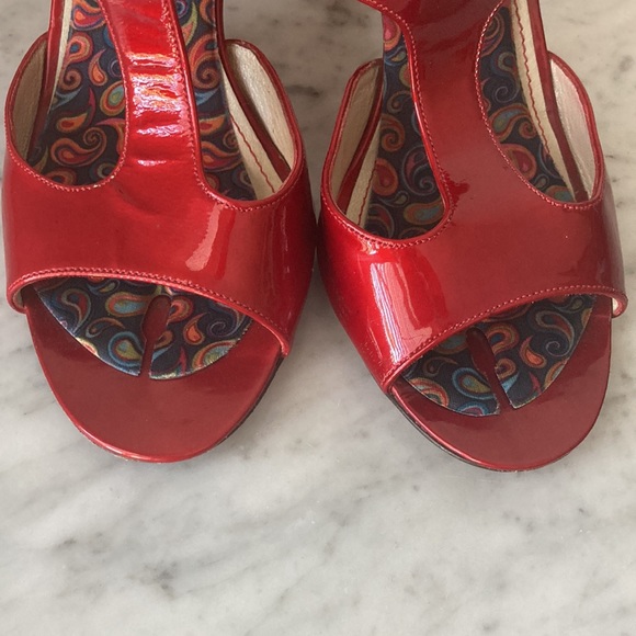 Vero Cuoio Red Leather Sandals Hells Size 7B - Picture 7 of 11